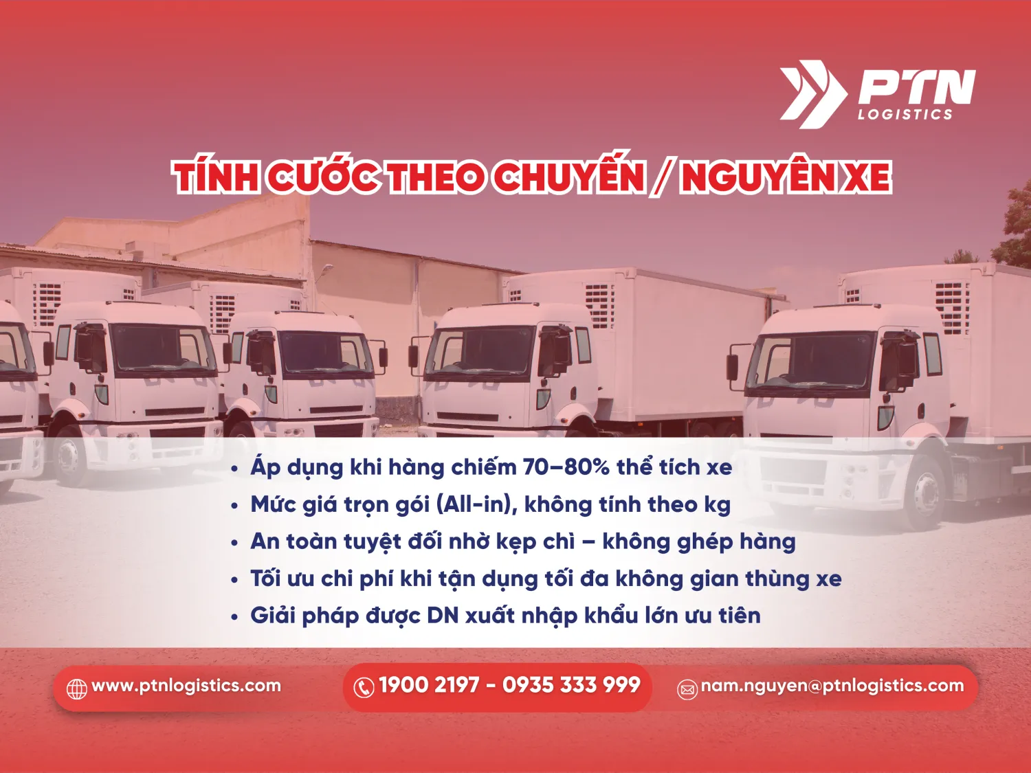 Tính cước theo chuyến hoặc nguyên xe