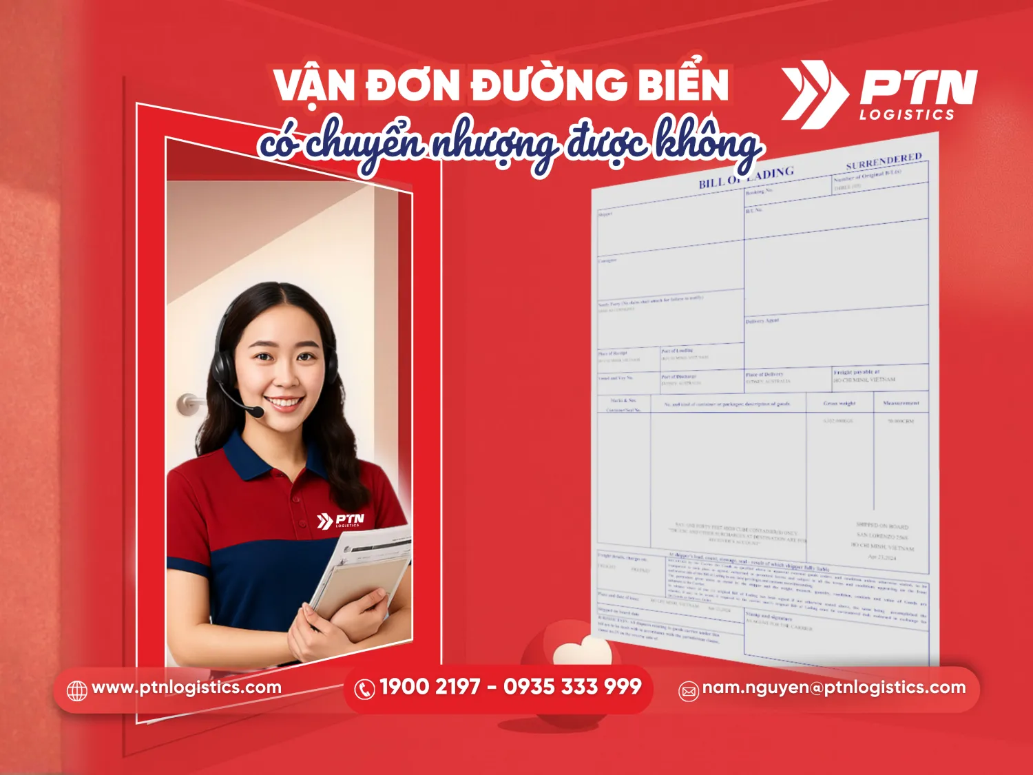 Trả lời cho câu hỏi vận đơn đường biển có chuyển nhượng được không