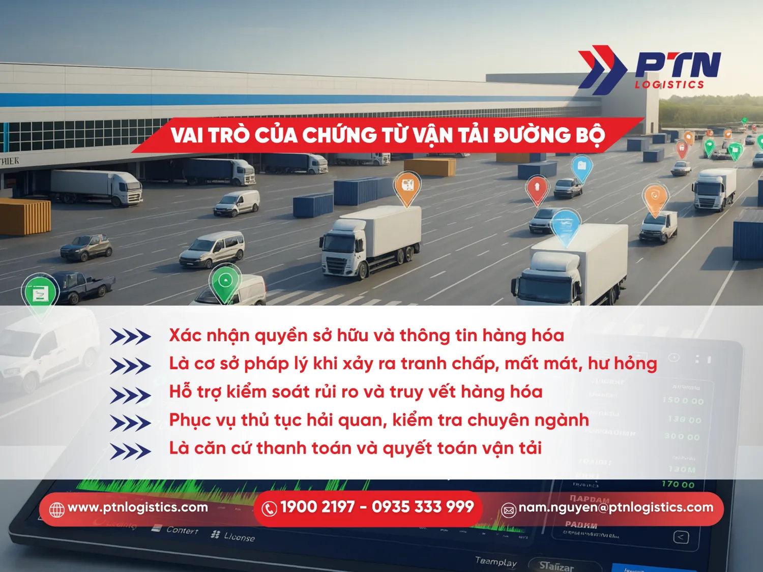 Vai trò chính của chứng từ vận tải đường bộ