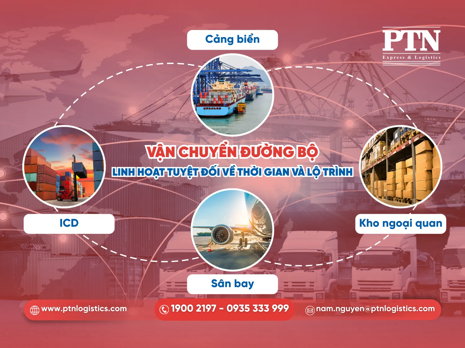 Vận chuyển đường bộ linh hoạt tuyệt đối về thời gian và lộ trình