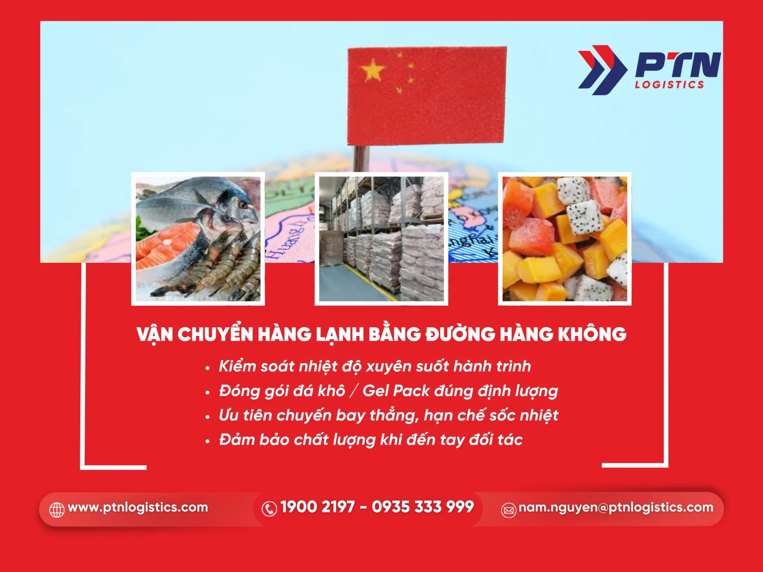 Vận chuyển hàng lạnh đi Trung Quốc bằng máy bay