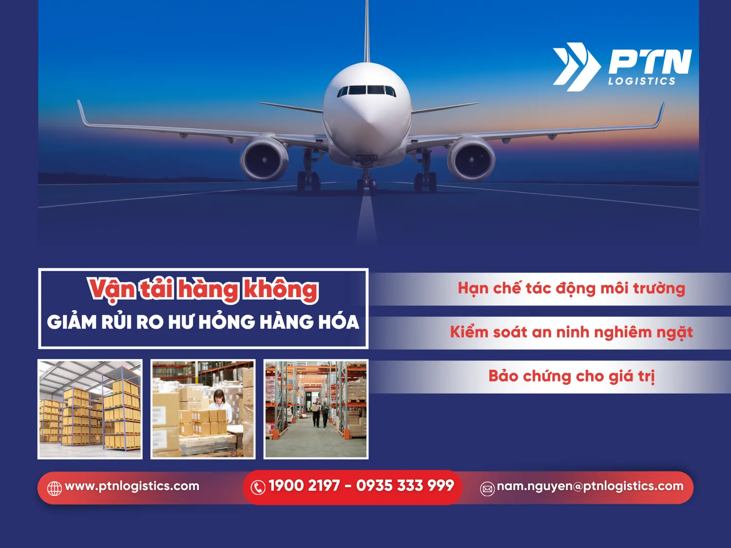 Vận tải hàng không giúp giảm rủi ro hư hỏng hàng hóa