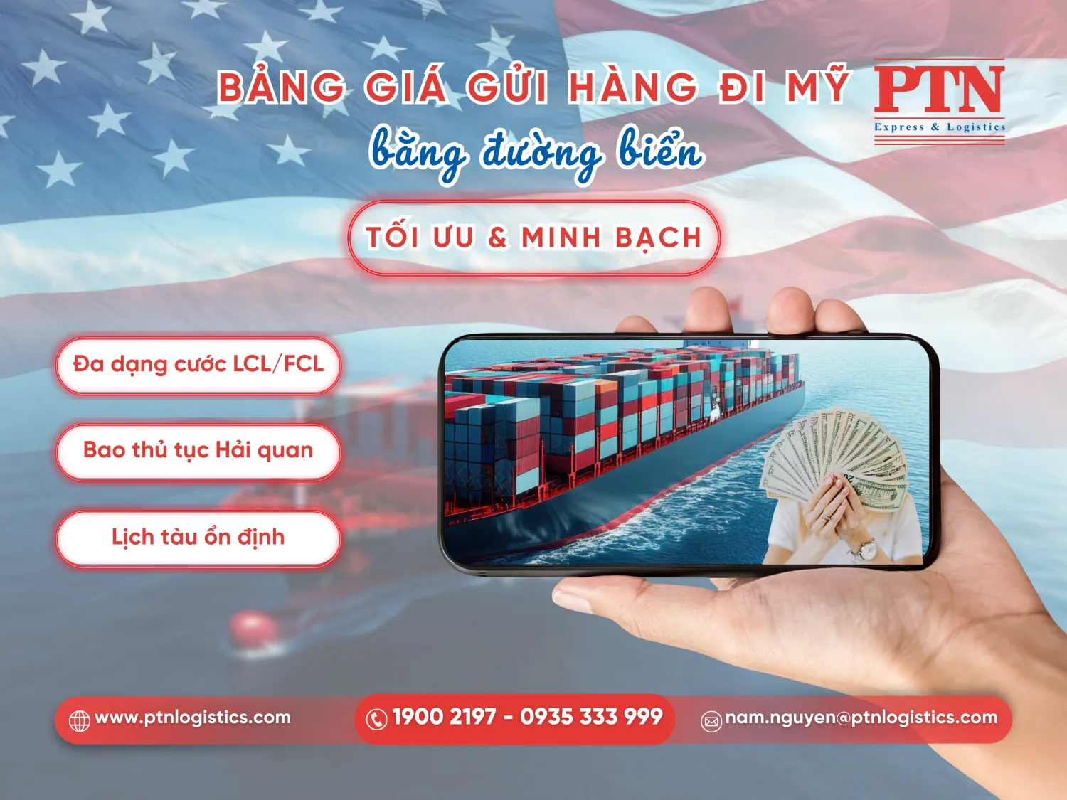 Bảng giá gửi hàng đi Mỹ bằng đường biển