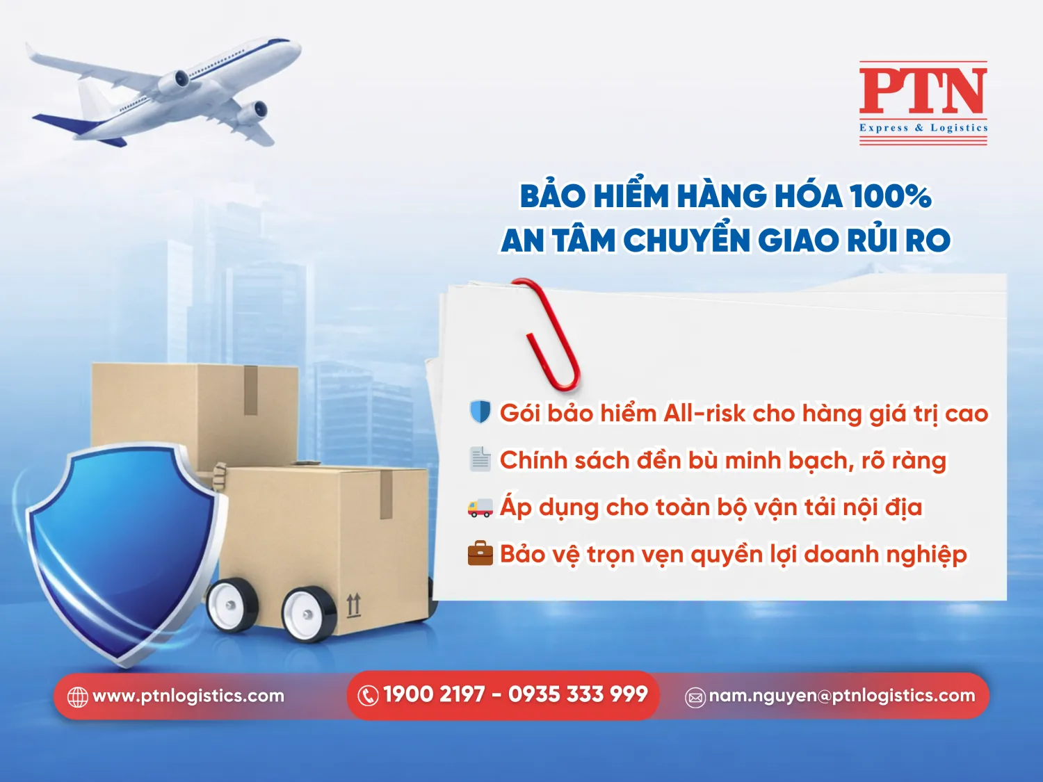 Bảo hiểm hàng hóa 100% - An tâm chuyển giao rủi ro