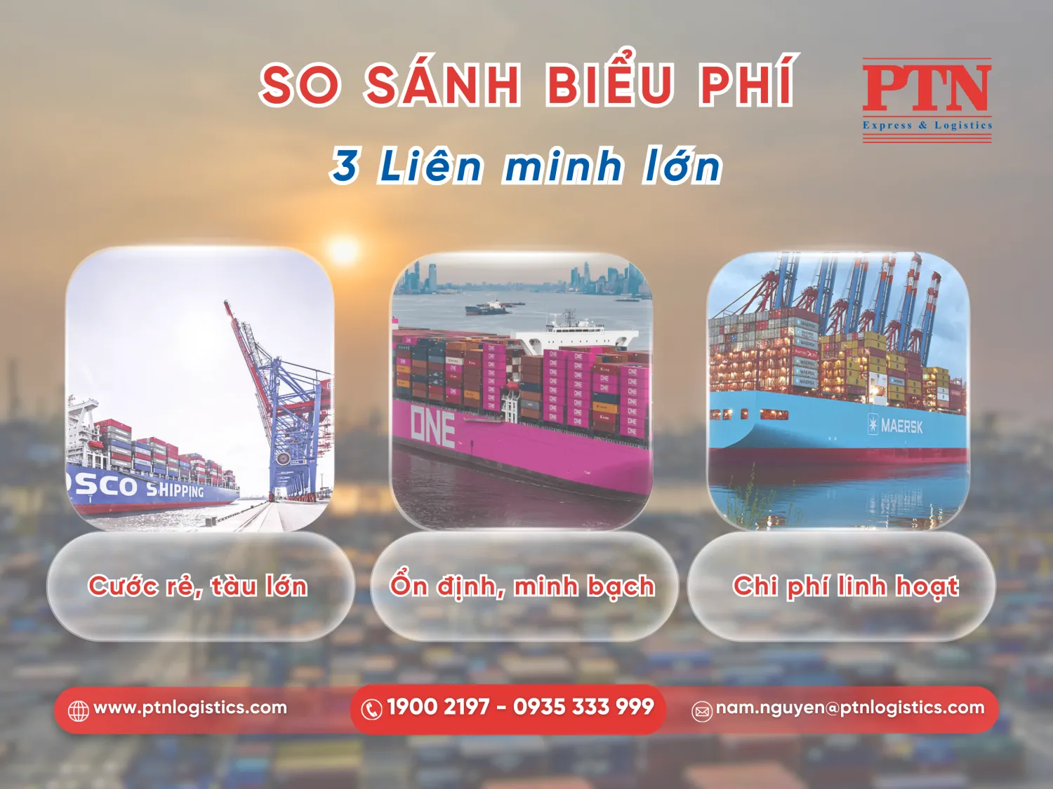 Biểu phí giữa các liên minh hãng tàu lớn