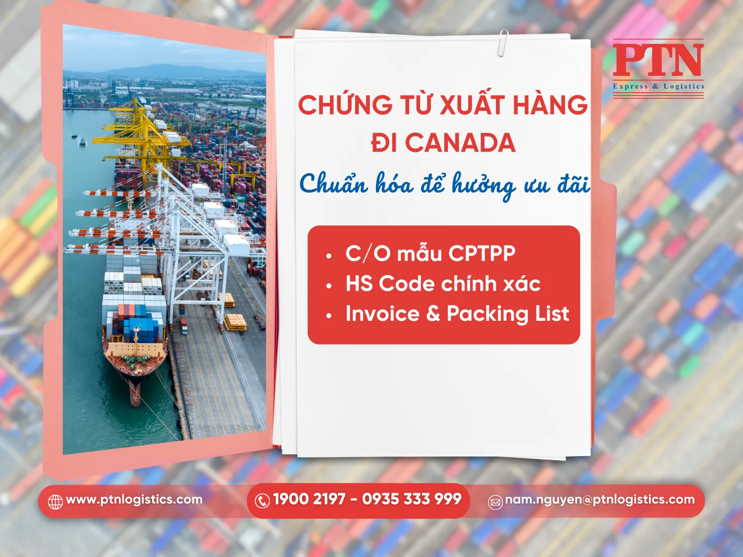 Bộ chứng từ xuất khẩu đi Canada bằng đường biển