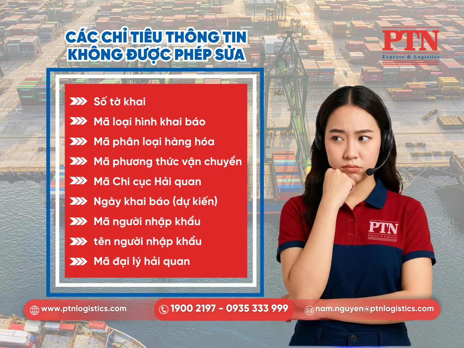 Các chỉ tiêu thông tin không được phép sửa trên tờ khai hải quan