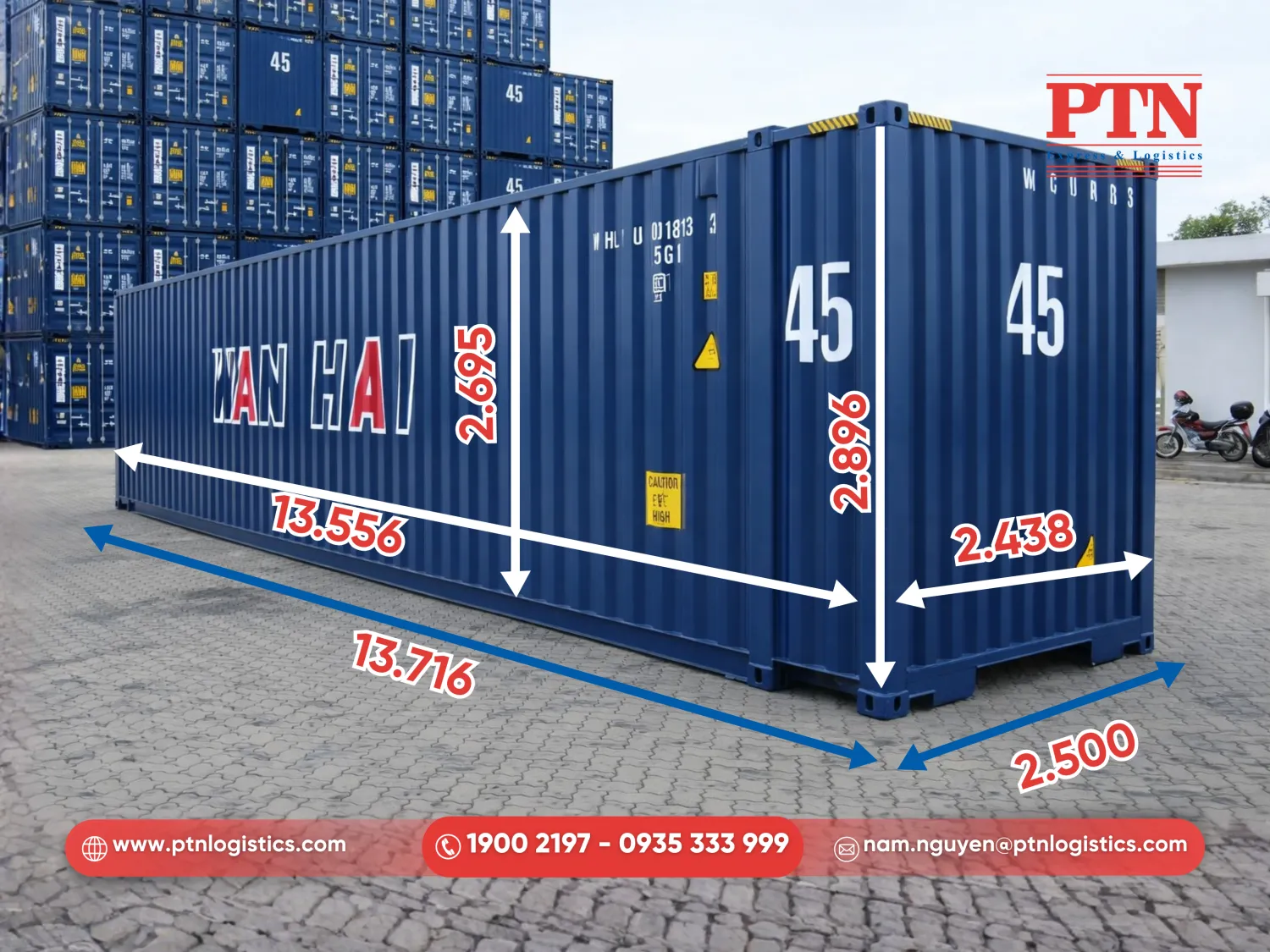 Các thông số của container 45 feet