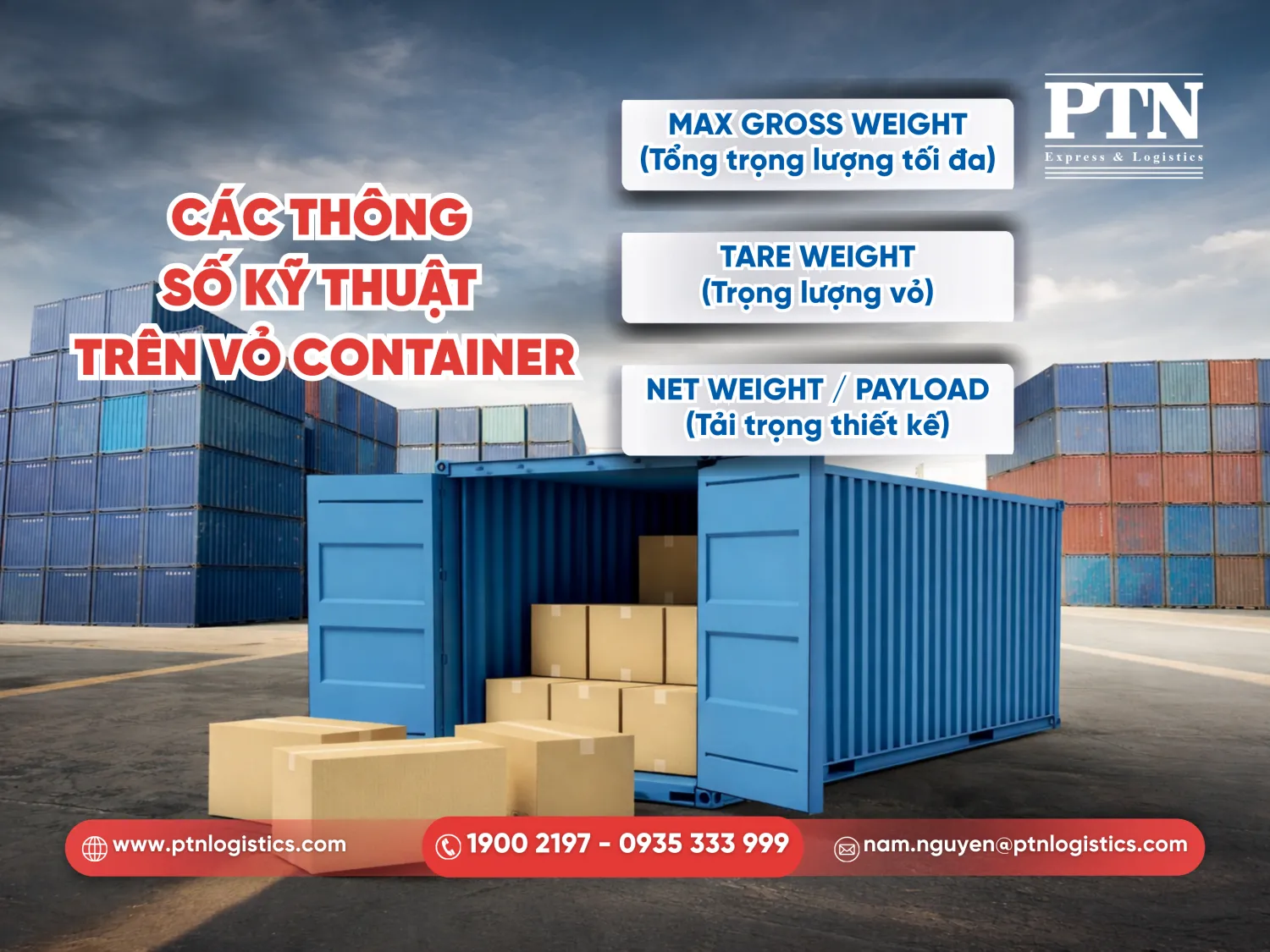 Các thông số kỹ thuật trên vỏ container