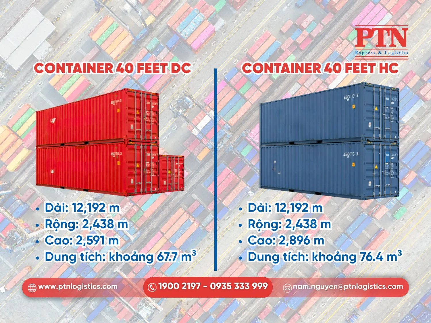 Container 40 feet DC và container 40 feet HC