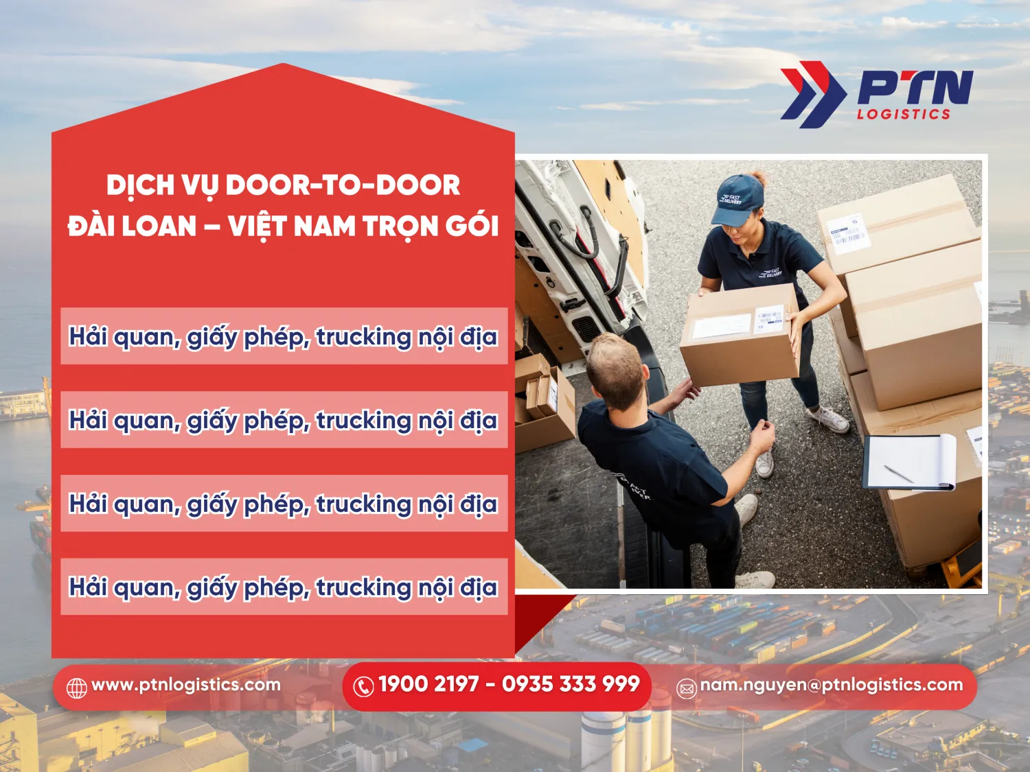 Dịch vụ door-to-door tuyến Đài Loan - Việt Nam trọn gói