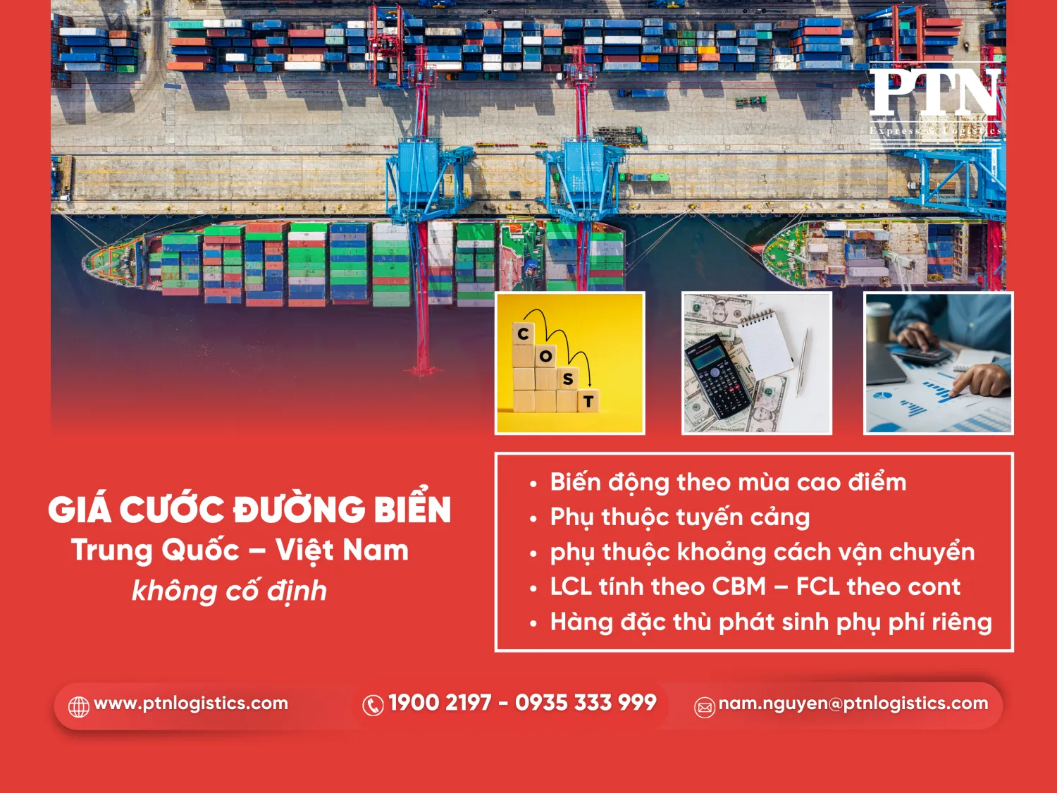 Giá cước đường biển Trung Quốc Việt Nam không cố định