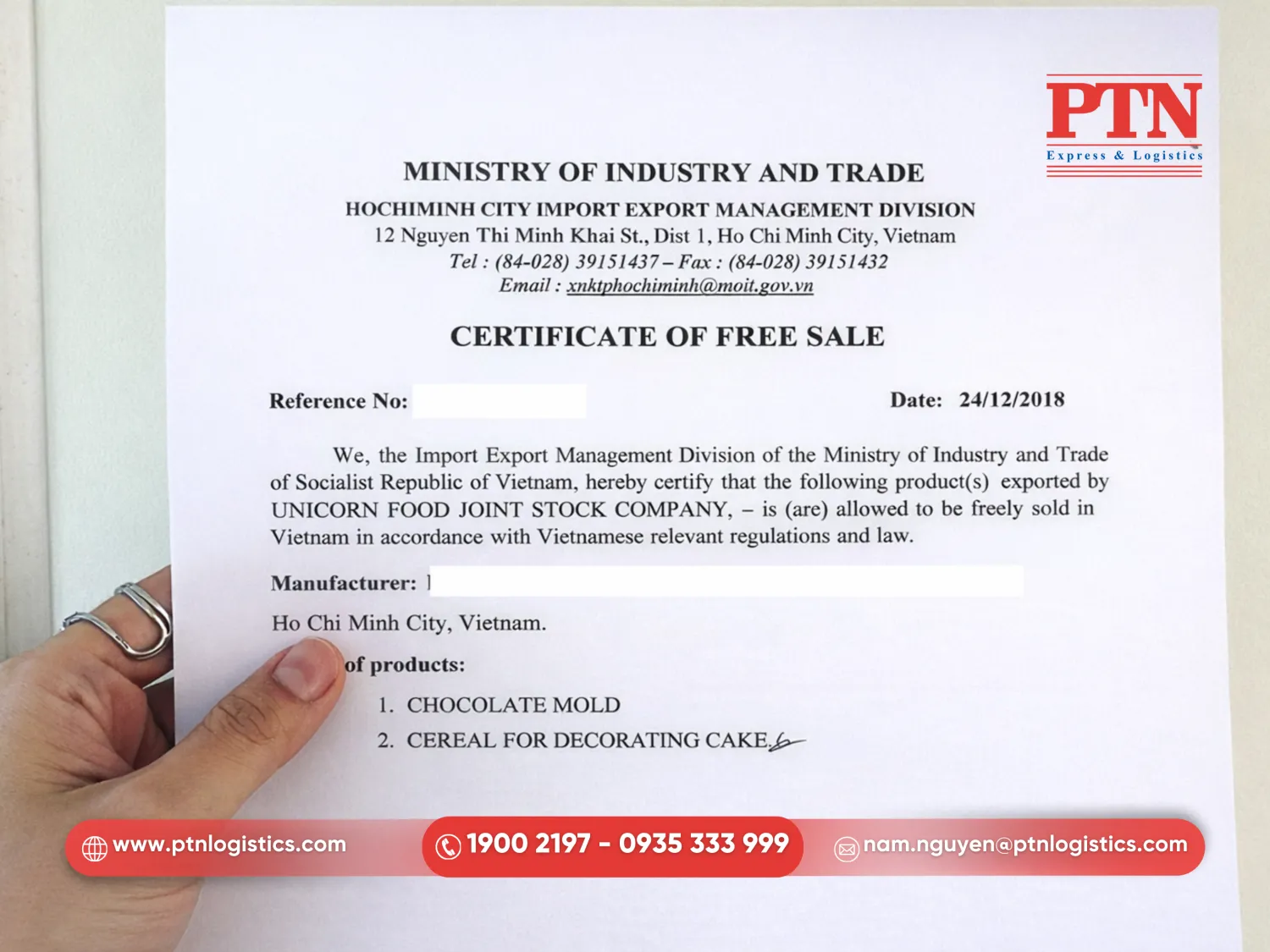 Giấy chứng nhận lưu hành tự do