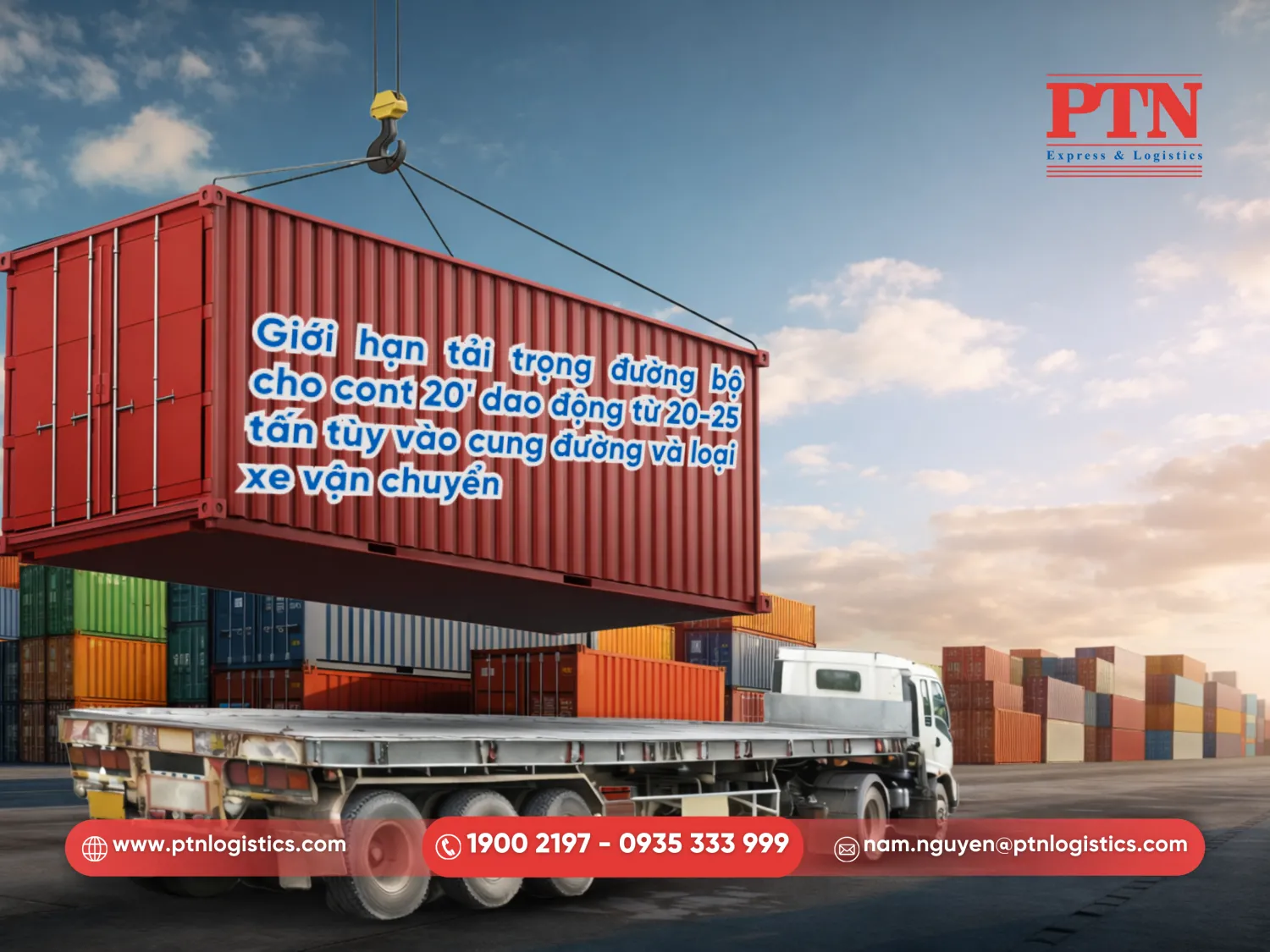 Giới hạn tại trọng đường bộ cho cont 20