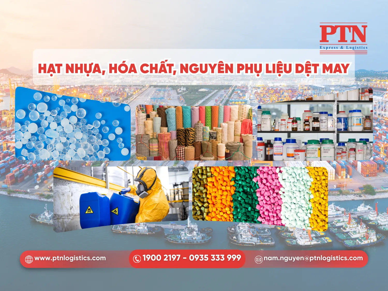 Hạt nhựa, hóa chất, nguyên phụ liệu dệt may