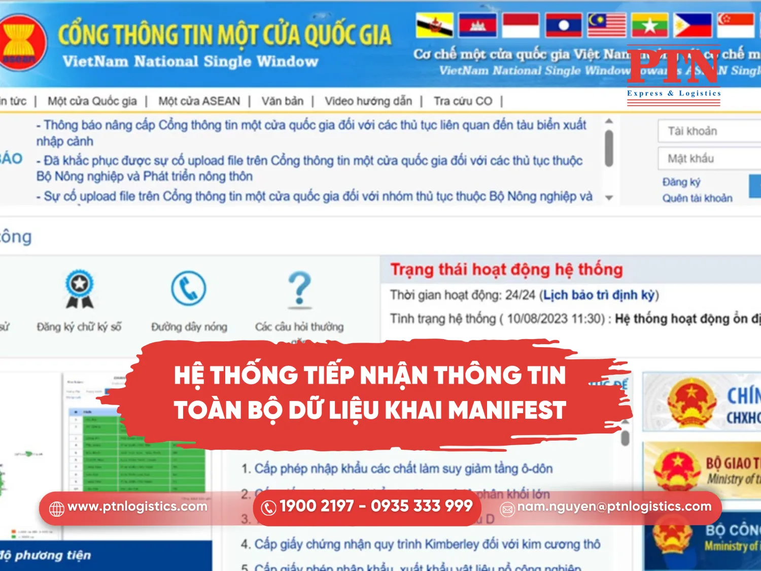 Hệ thống tiếp nhận thông tin toàn bộ dữ liệu khai manifest