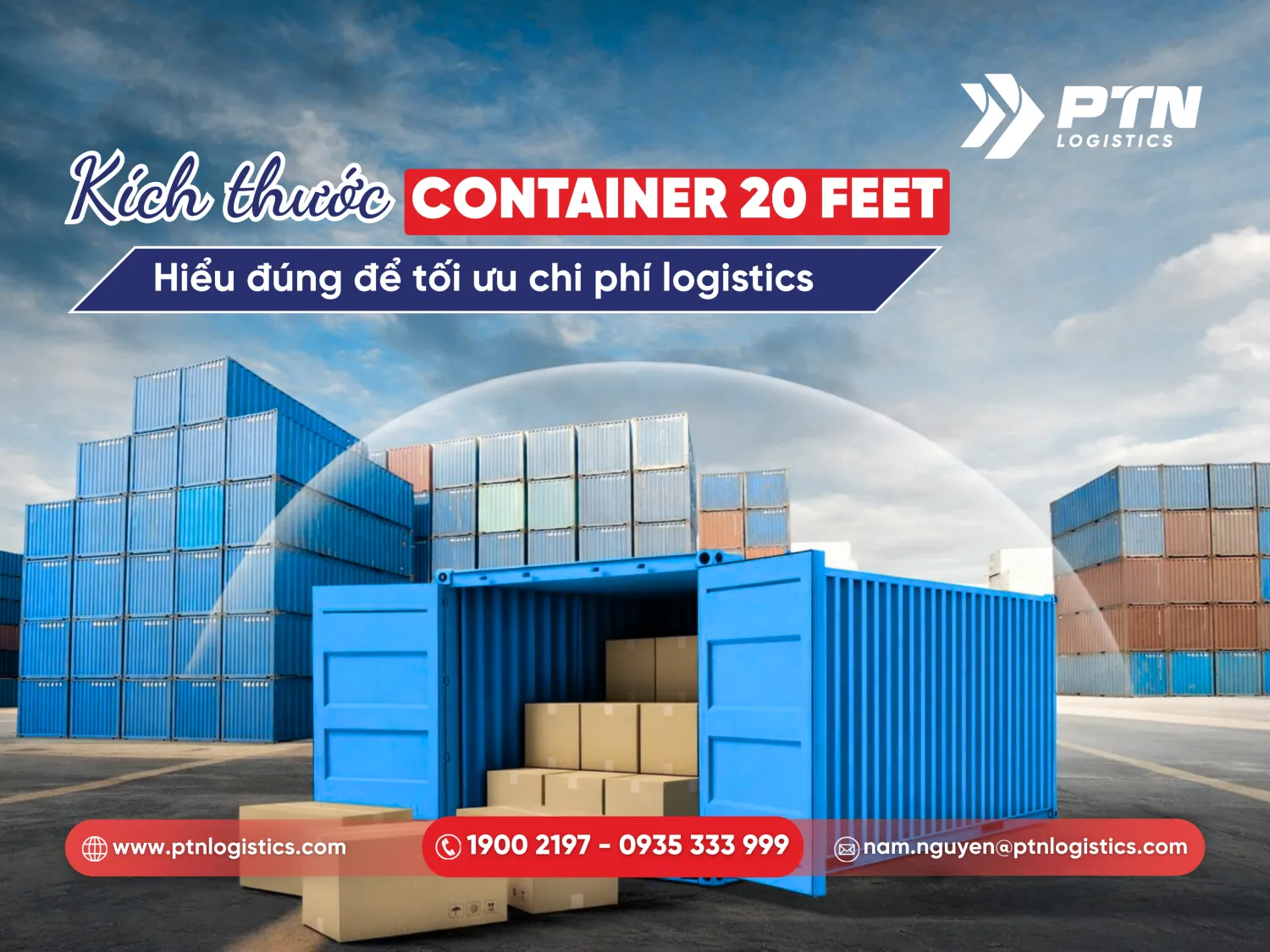 Kích thước container 20 feet chuẩn