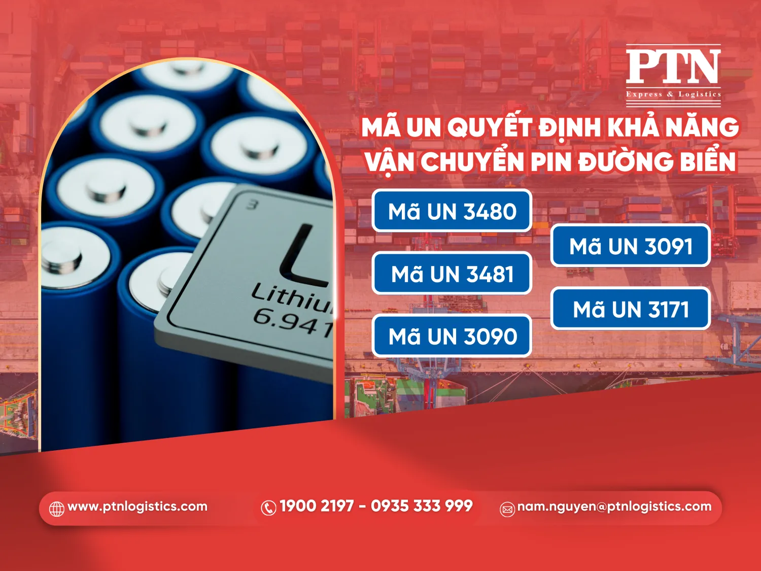 Mã UN quyết định khả năng vận chuyển pin đường biển