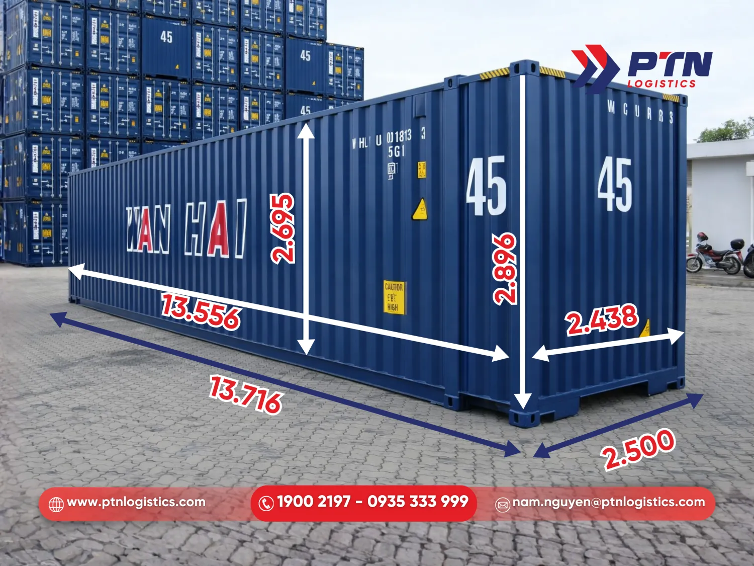Những thông số của container 45 feet