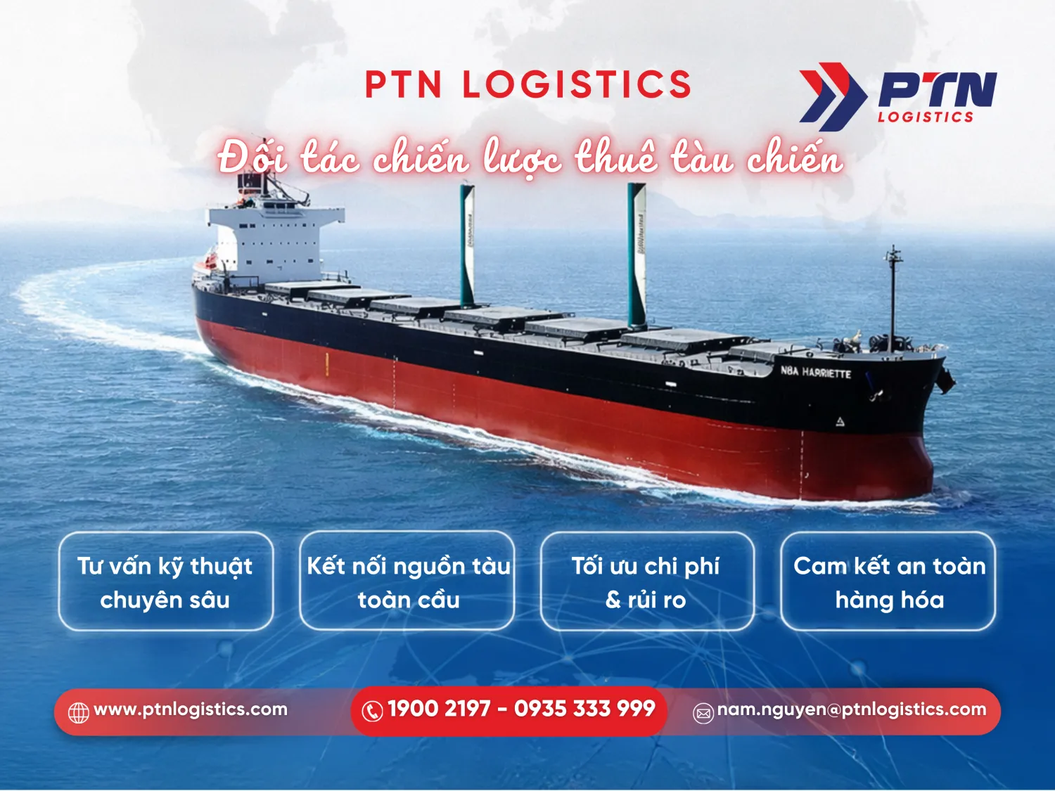 PTN Logistics cung cấp giải pháp thuế tàu chuyến