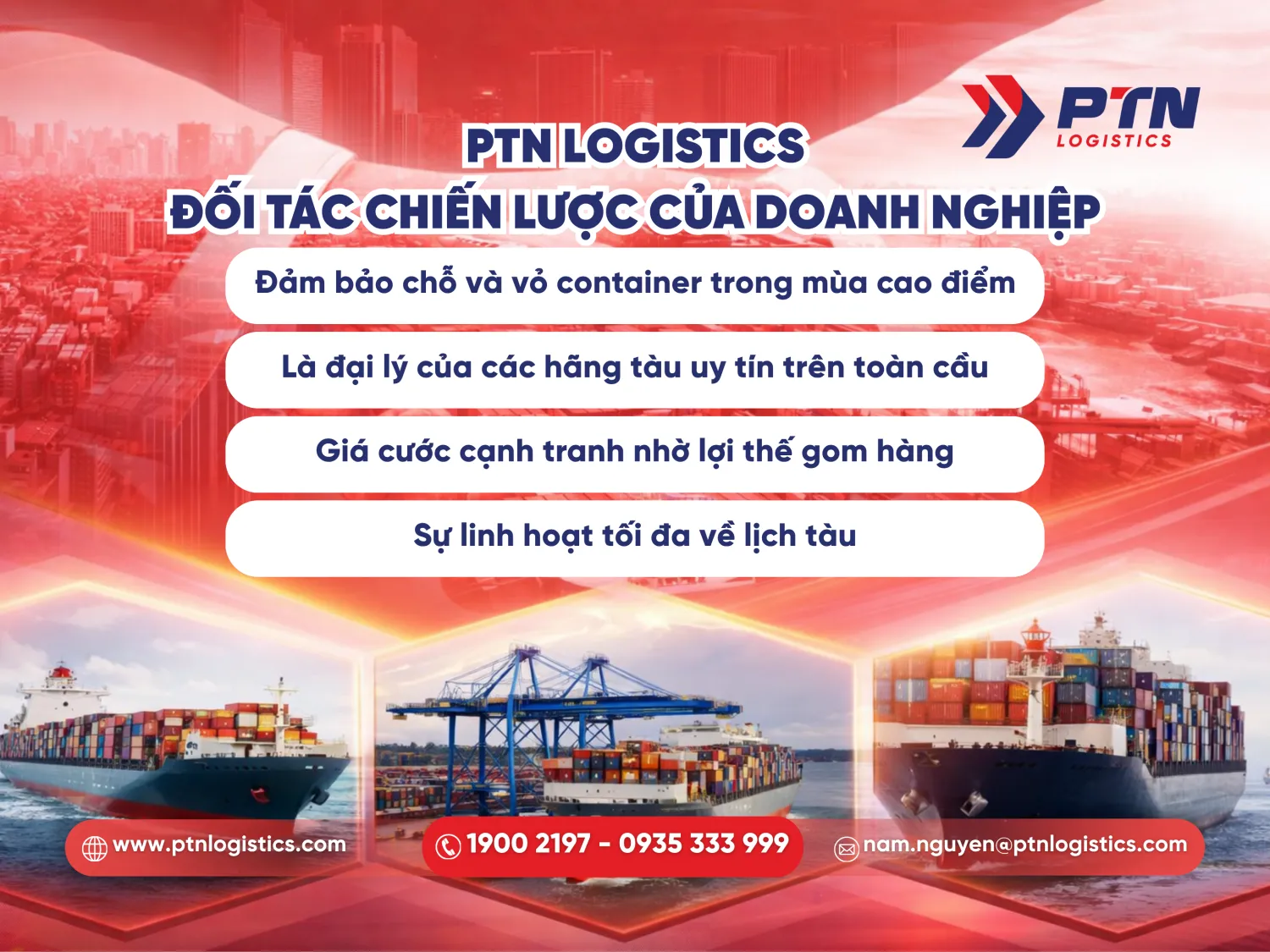 PTN Logistics là đối tác chiến lược kết nối doanh nghiệp với mạng lưới hãng tàu toàn cầu