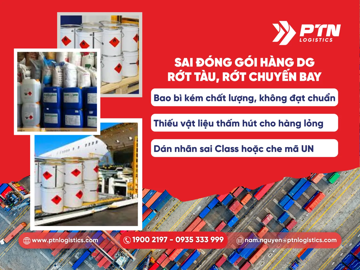 Sai đóng gói hàng DG sẽ bị rớt tàu, rớt chuyến bay