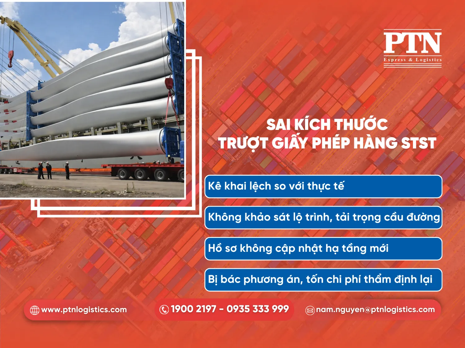Sai kích thước sẽ khiến trượt giấy phép hàng STST