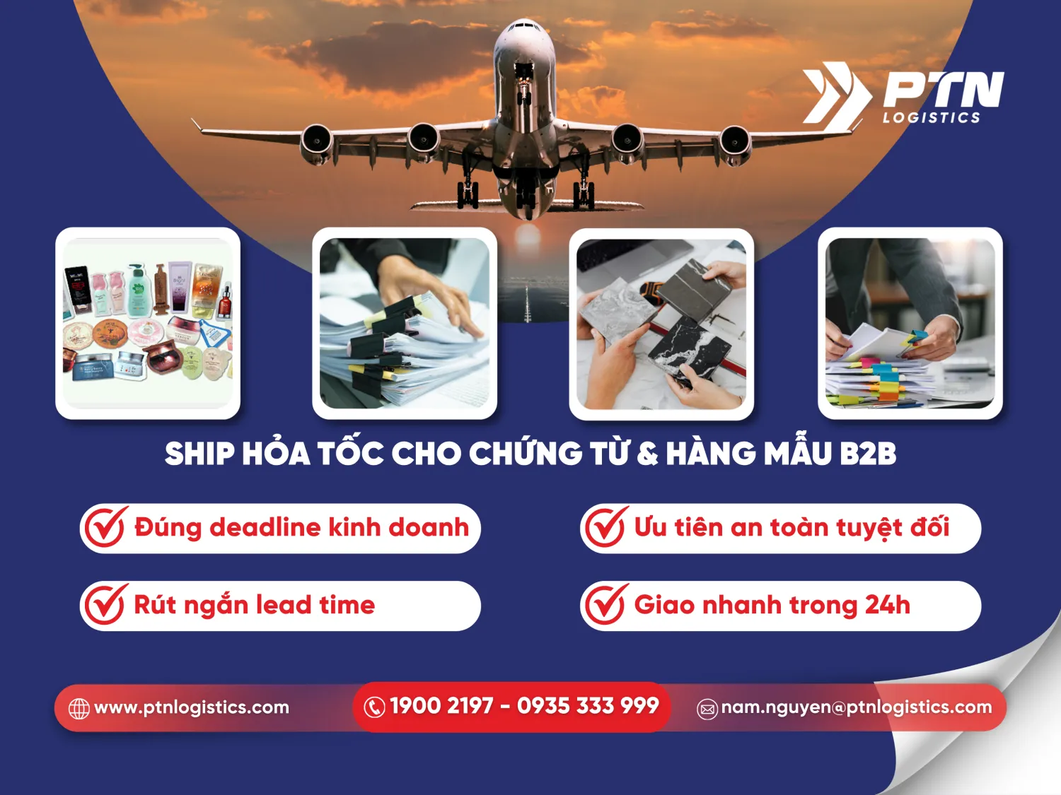 Ship hỏa tốc cho mặt hàng chứng từ và hàng mẫu