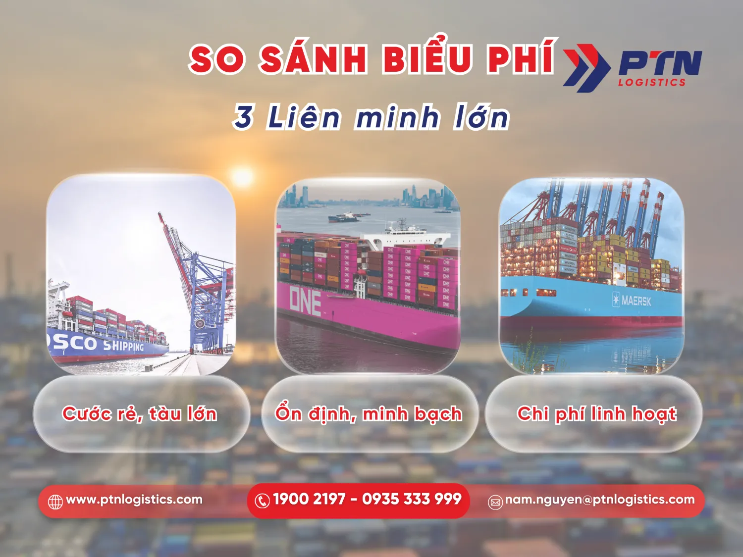 So sánh biểu phí các liên minh hãng tàu lớn
