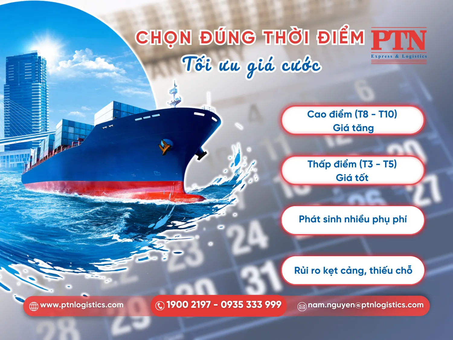 Thời điểm gửi hàng ảnh hưởng đến bảng giá