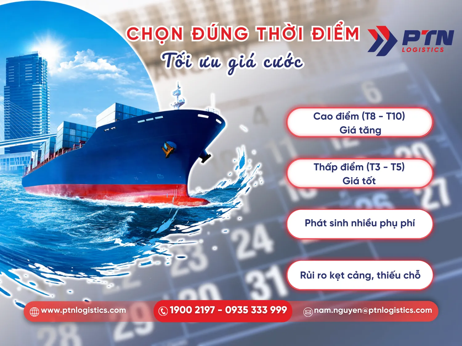 Thời điểm gửi hàng làm ảnh hưởng đến bảng giá