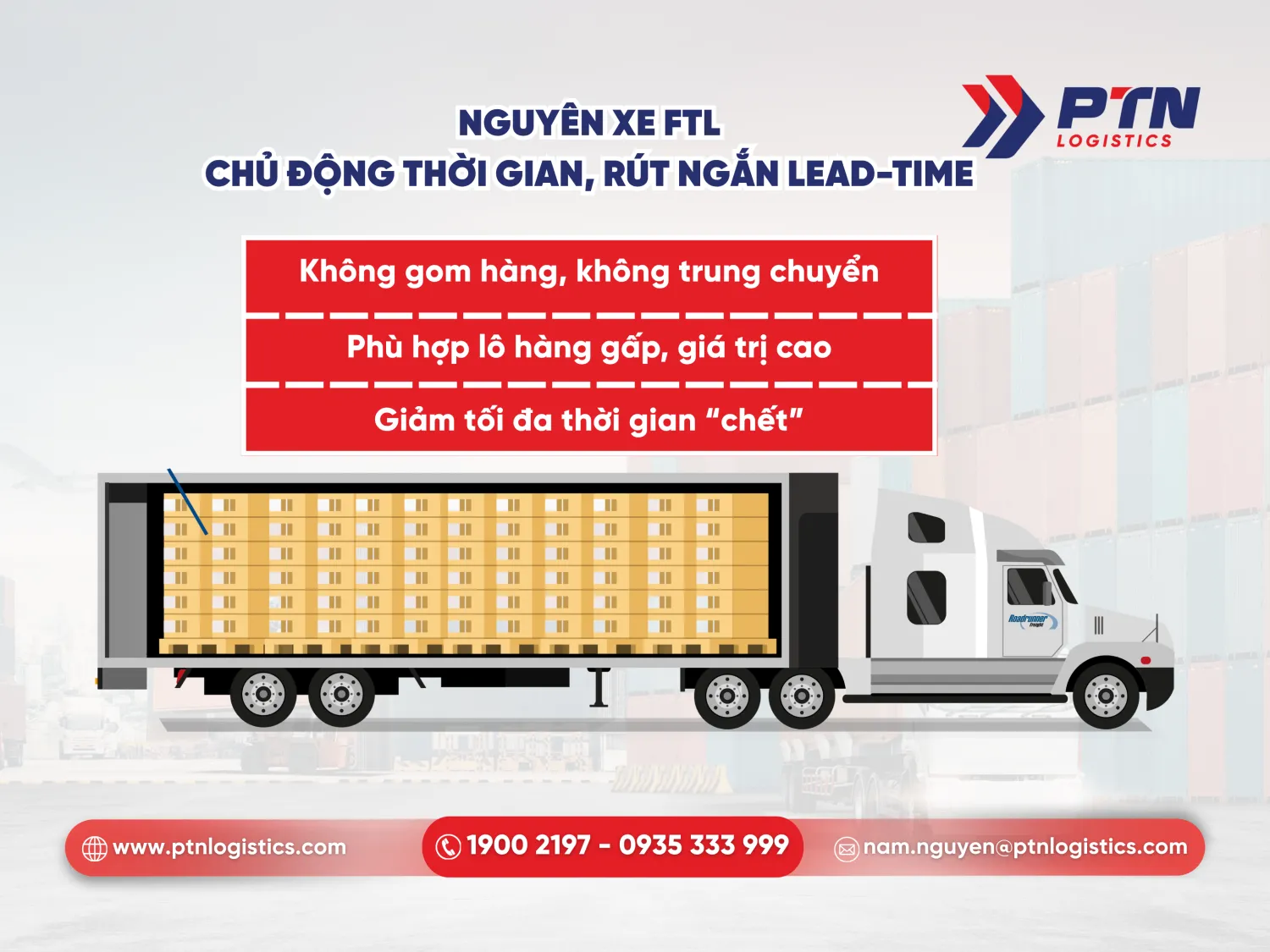 Thời gian của vận chuyển hàng nguyên xe (FTL)