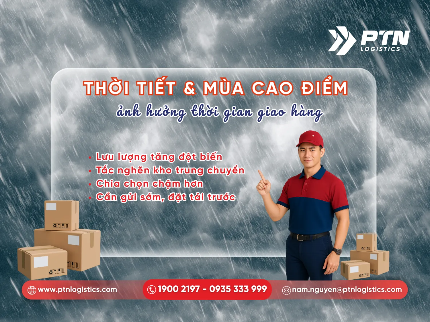 Thời tiết và mùa cao điểm làm ảnh hưởng đến thời gian