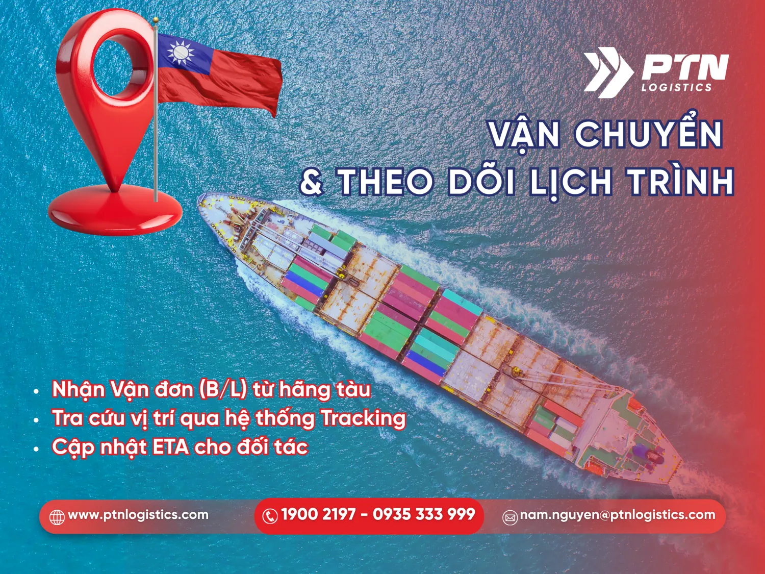 Thực hiện vận chuyển hàng đi Đài Loan