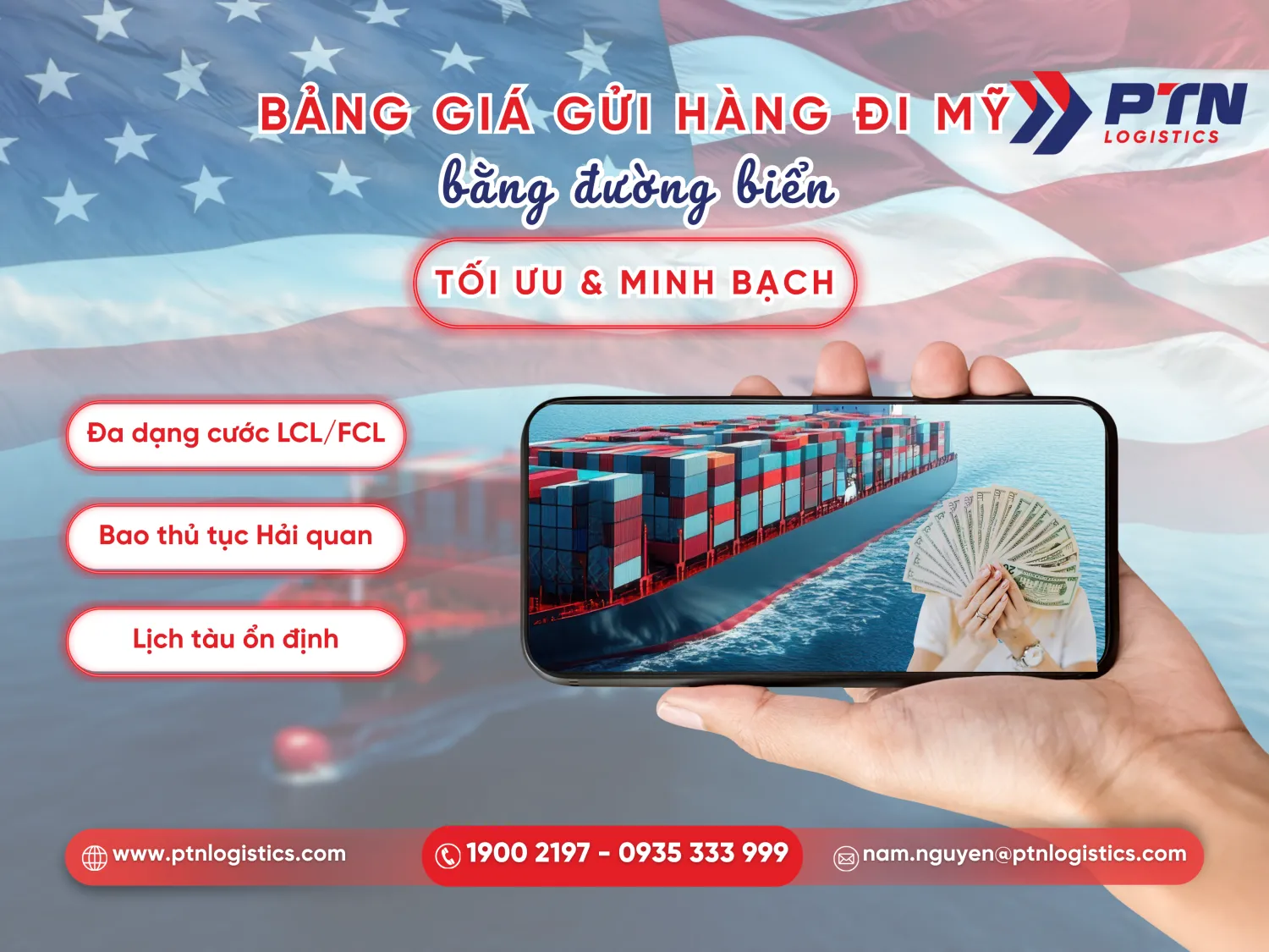 Tìm hiểu bảng giá gửi hàng đi Mỹ bằng đường biển