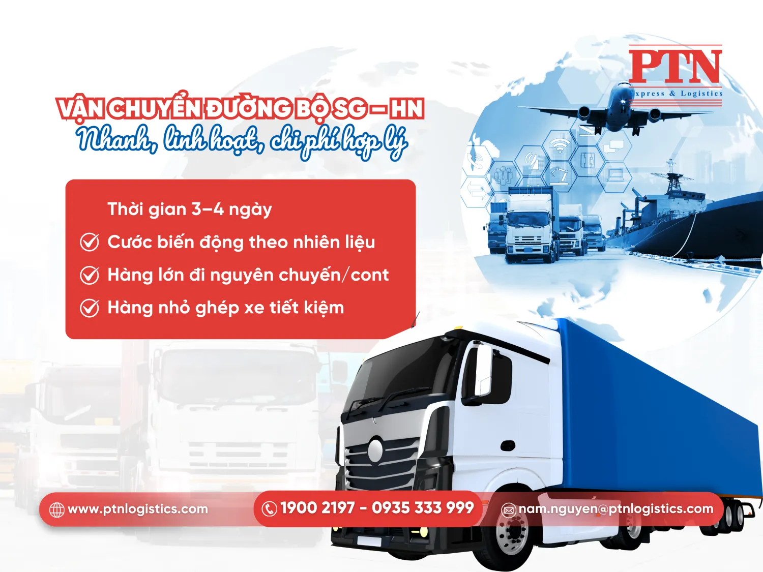 Vận chuyển đường bộ từ Sài Gòn ra Hà Nội