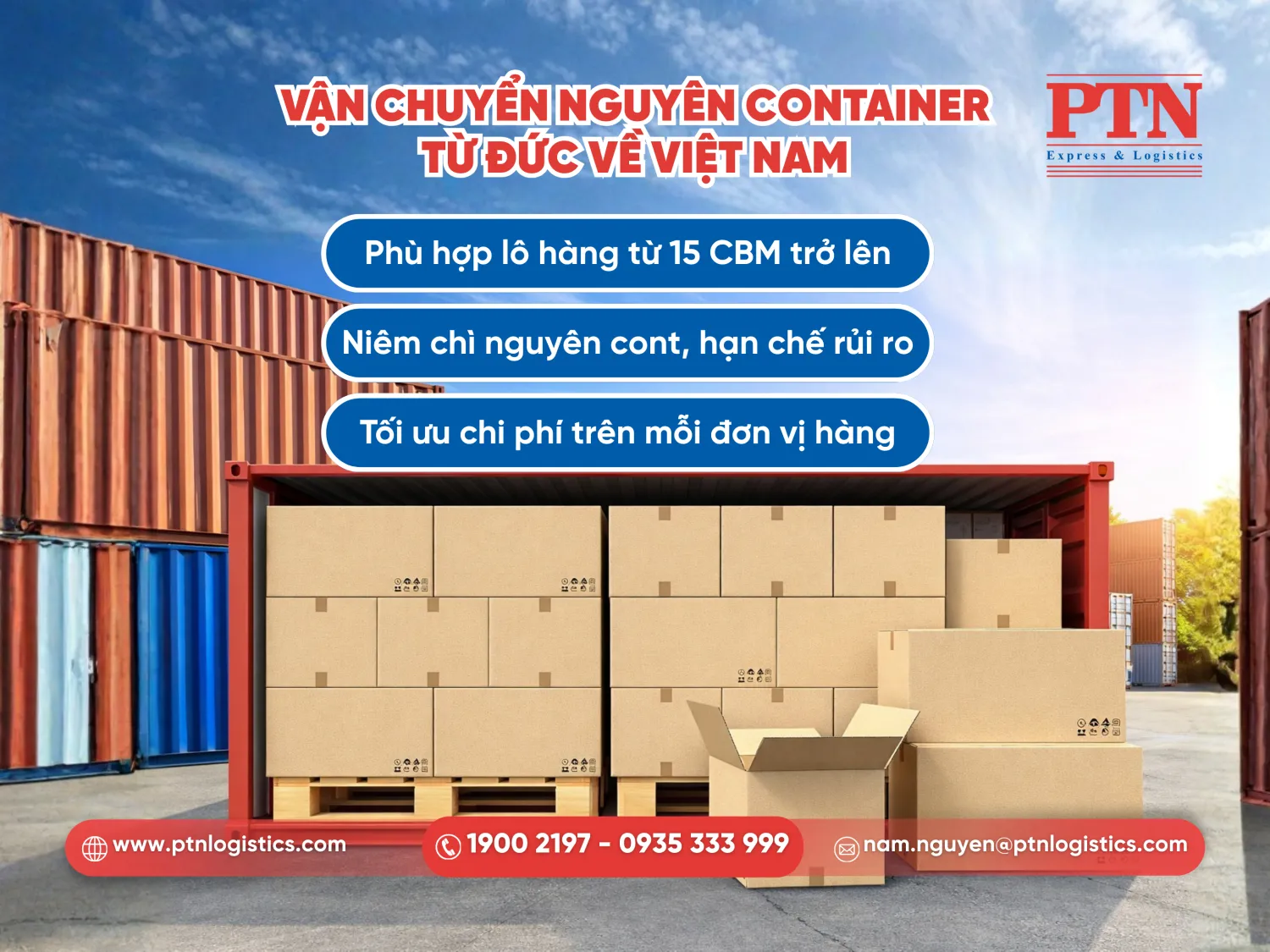 Vận chuyển nguyên container từ Đức về Việt Nam