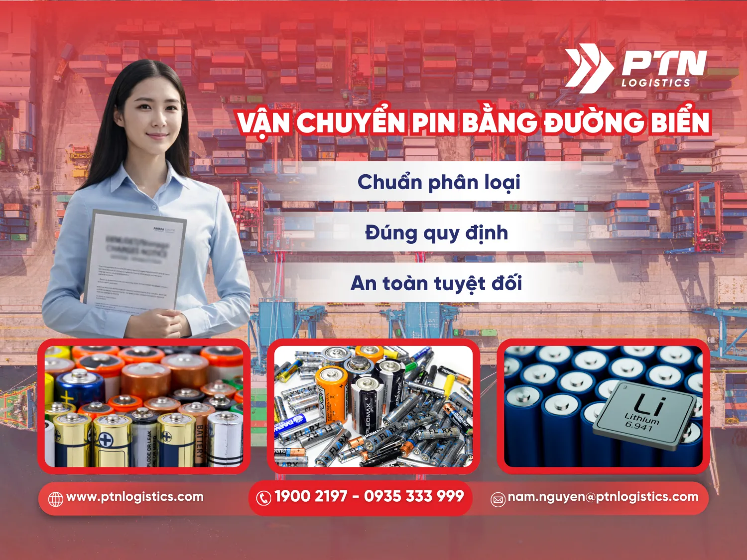 Vận chuyển pin bằng đường biển đúng quy định