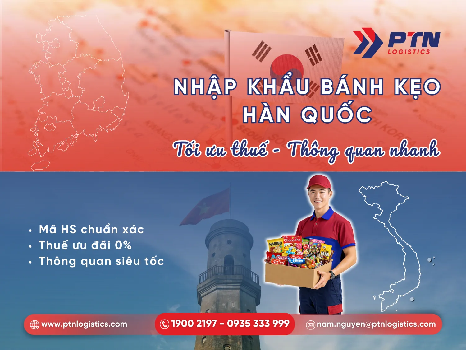 Bánh kẹo nhập khẩu Hàn Quốc dịch vụ trọn gói