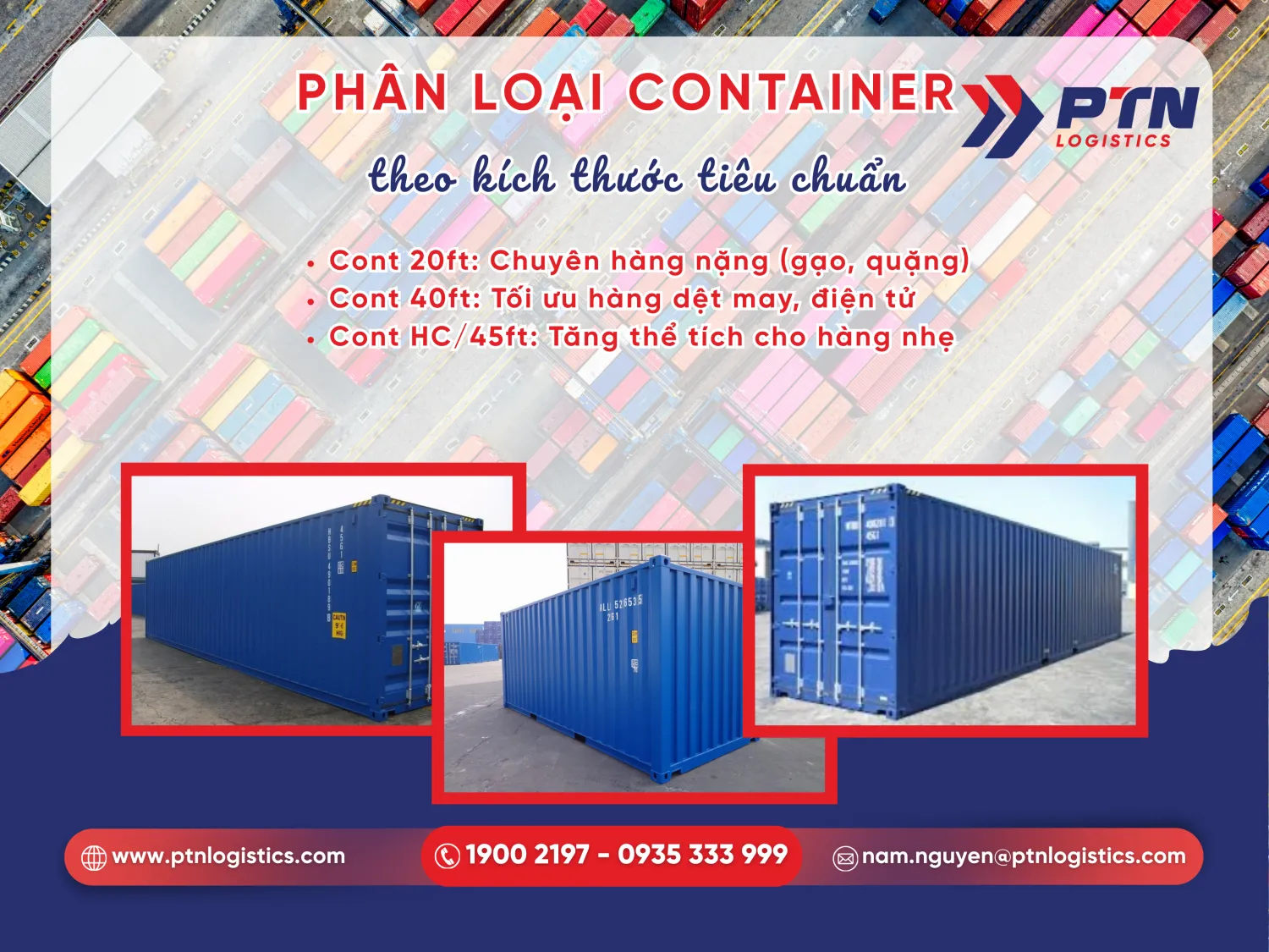 Cách phân loại container theo kích thước tiêu chuẩn