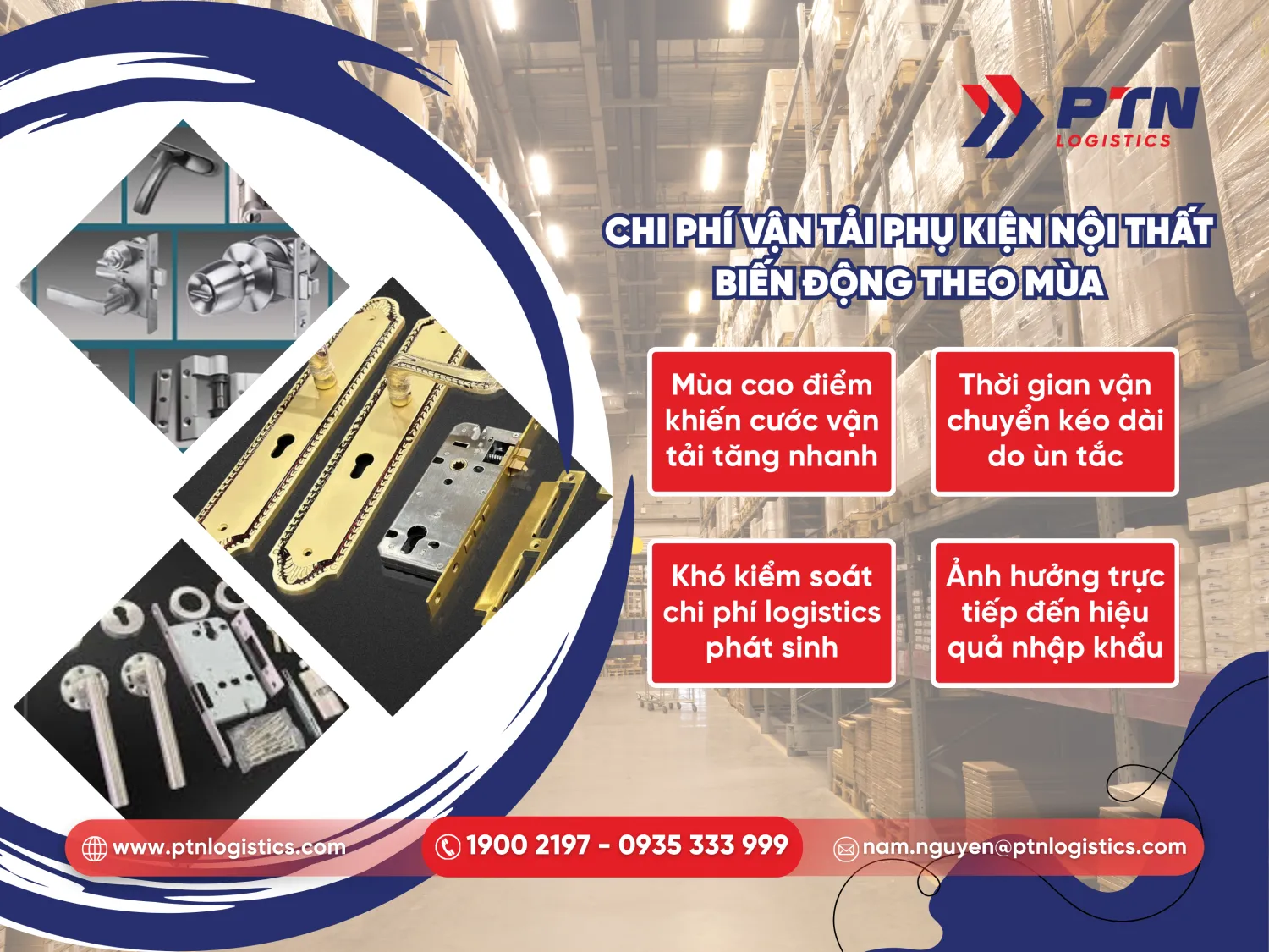 Chi phí vận chuyển phụ kiện nội thất biến động theo mùa