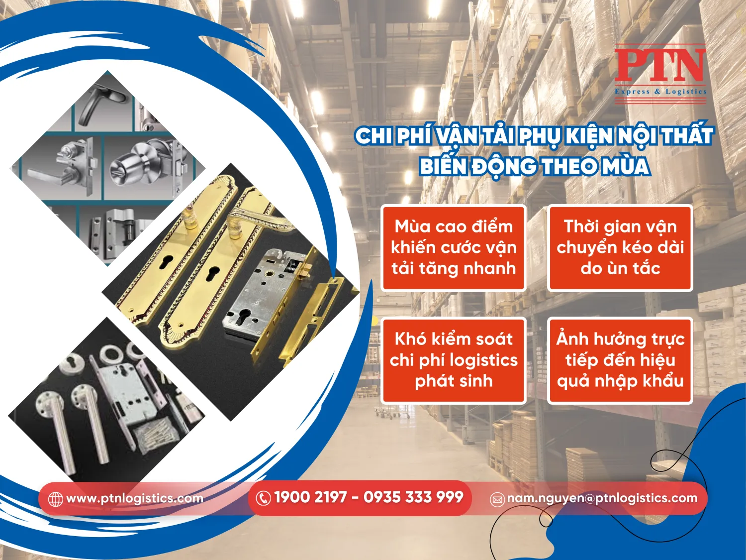 Chi phí vận tải phụ kiện nội thất biến động theo mùa