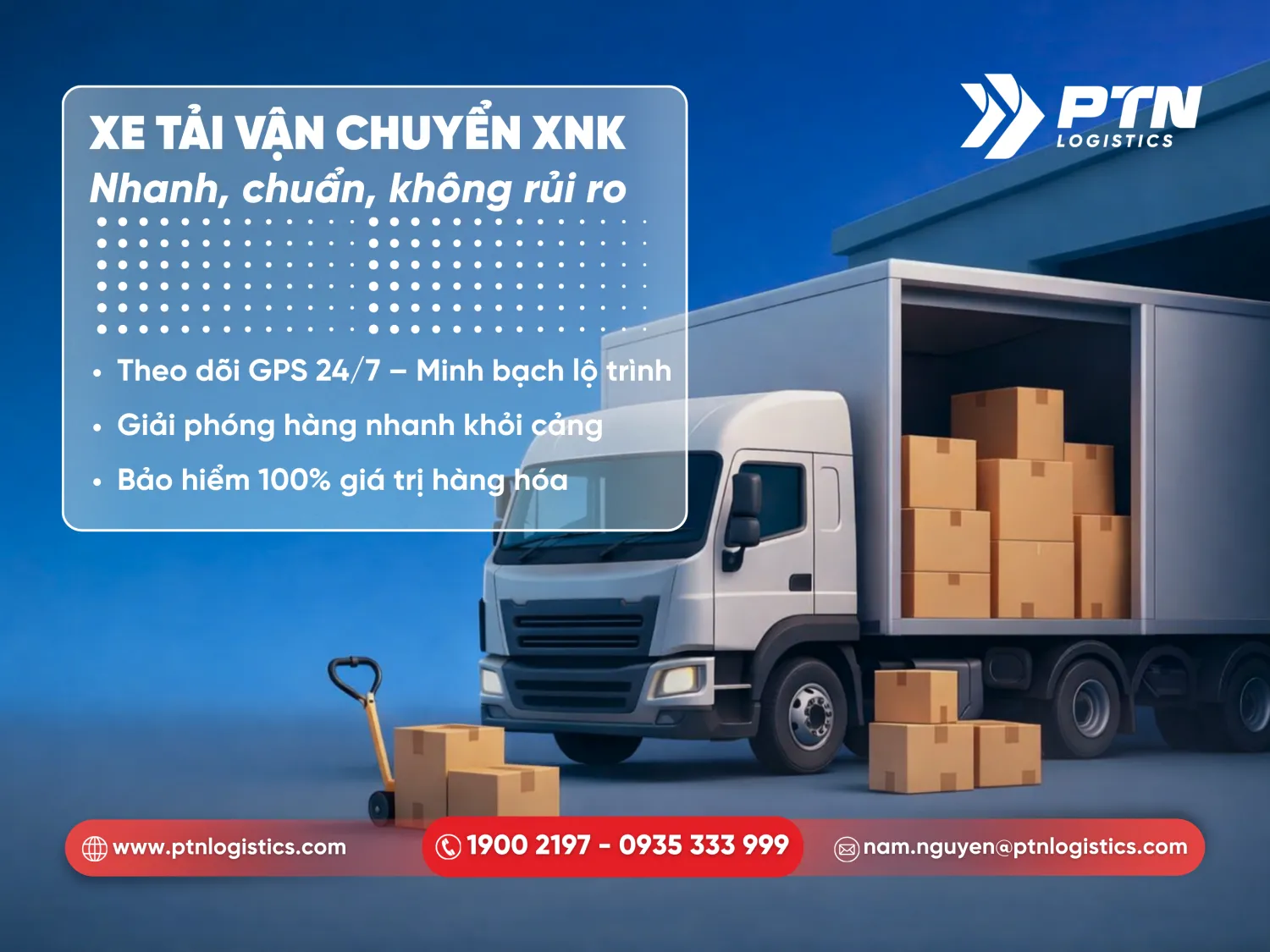 Dịch vụ xe tải vận chuyển xuất nhập khẩu