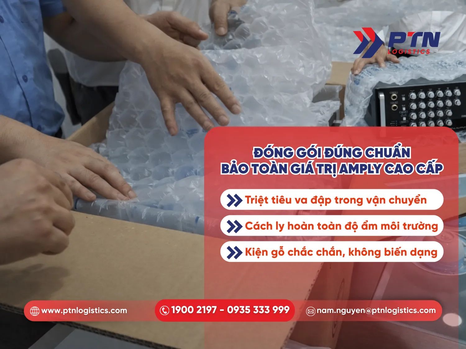 Đóng gói đúng chuẩn để bảo toàn giá trị amply cao cấp