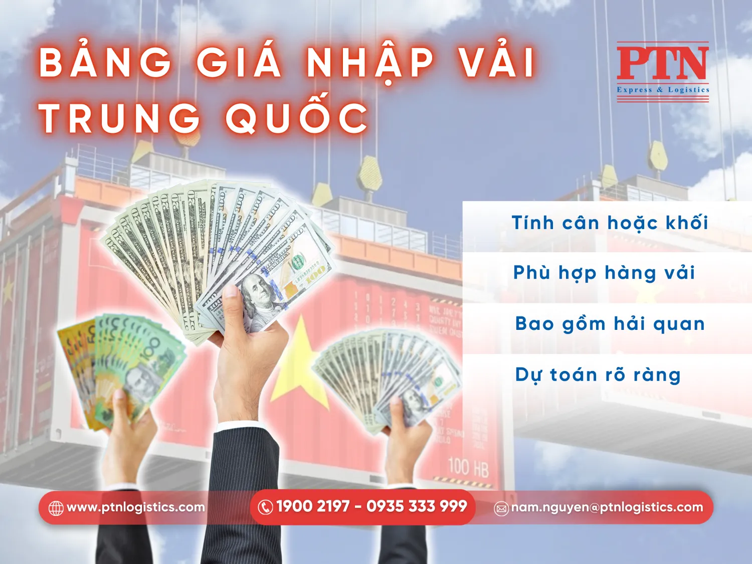 Giá cước dịch vụ nhập hàng Trung Quốc