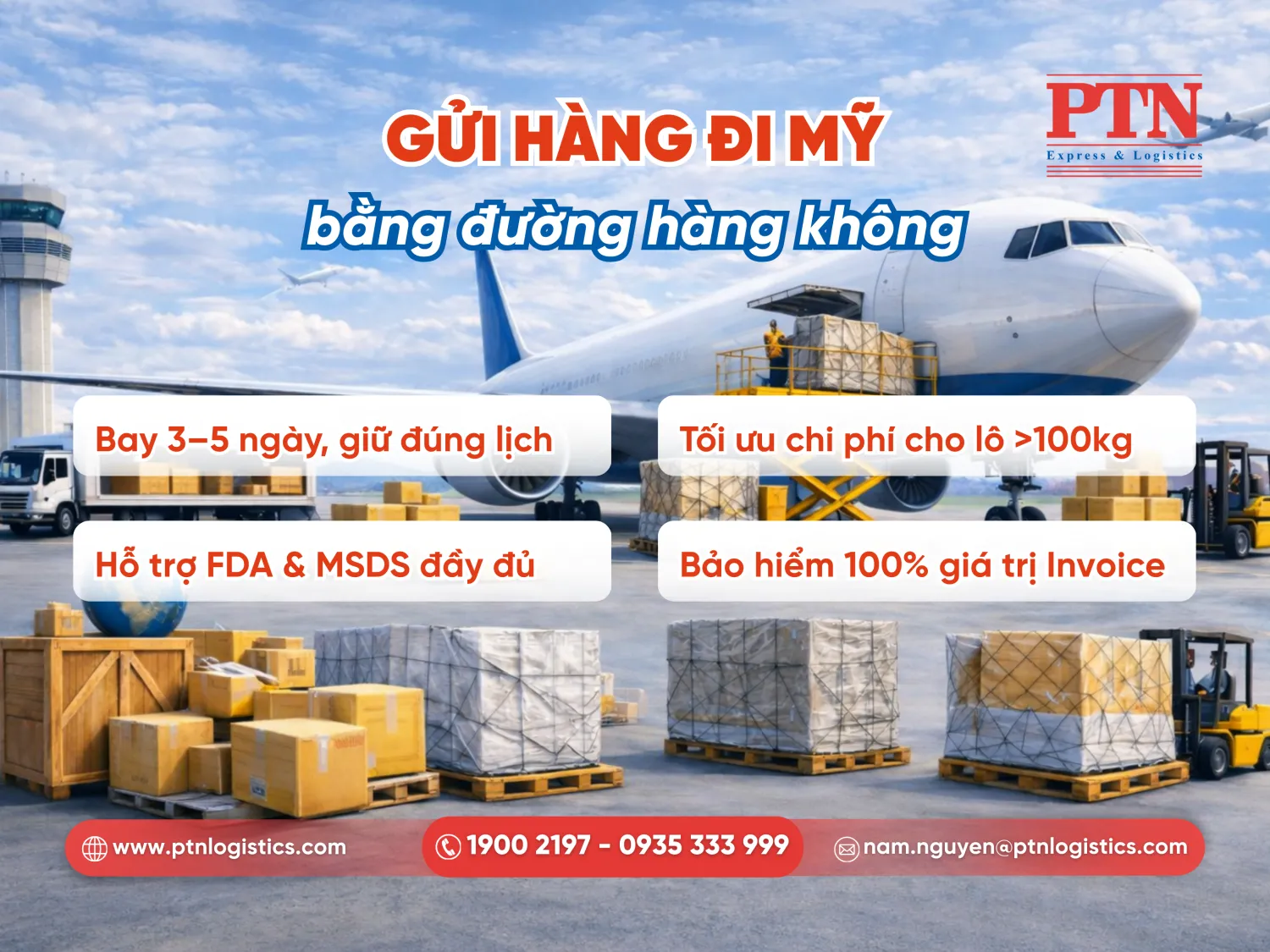 Gửi hàng đi Mỹ bằng đường hàng không