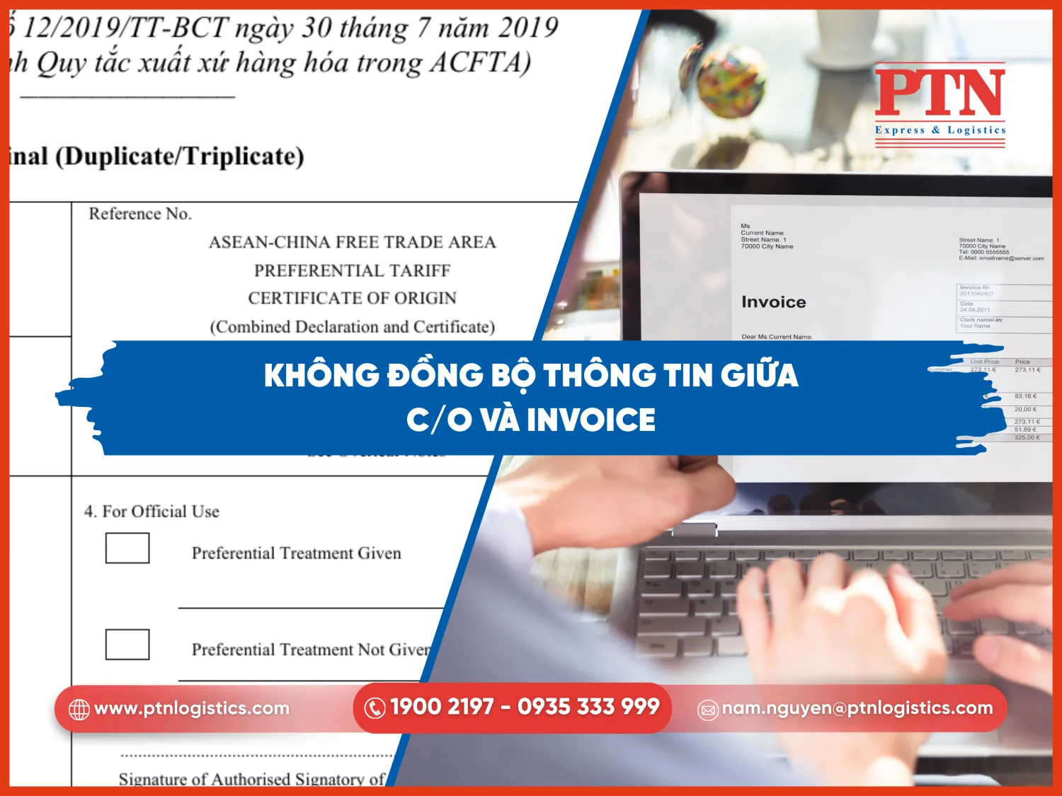 Không đồng bộ thông tin giữa C/O và Invoice