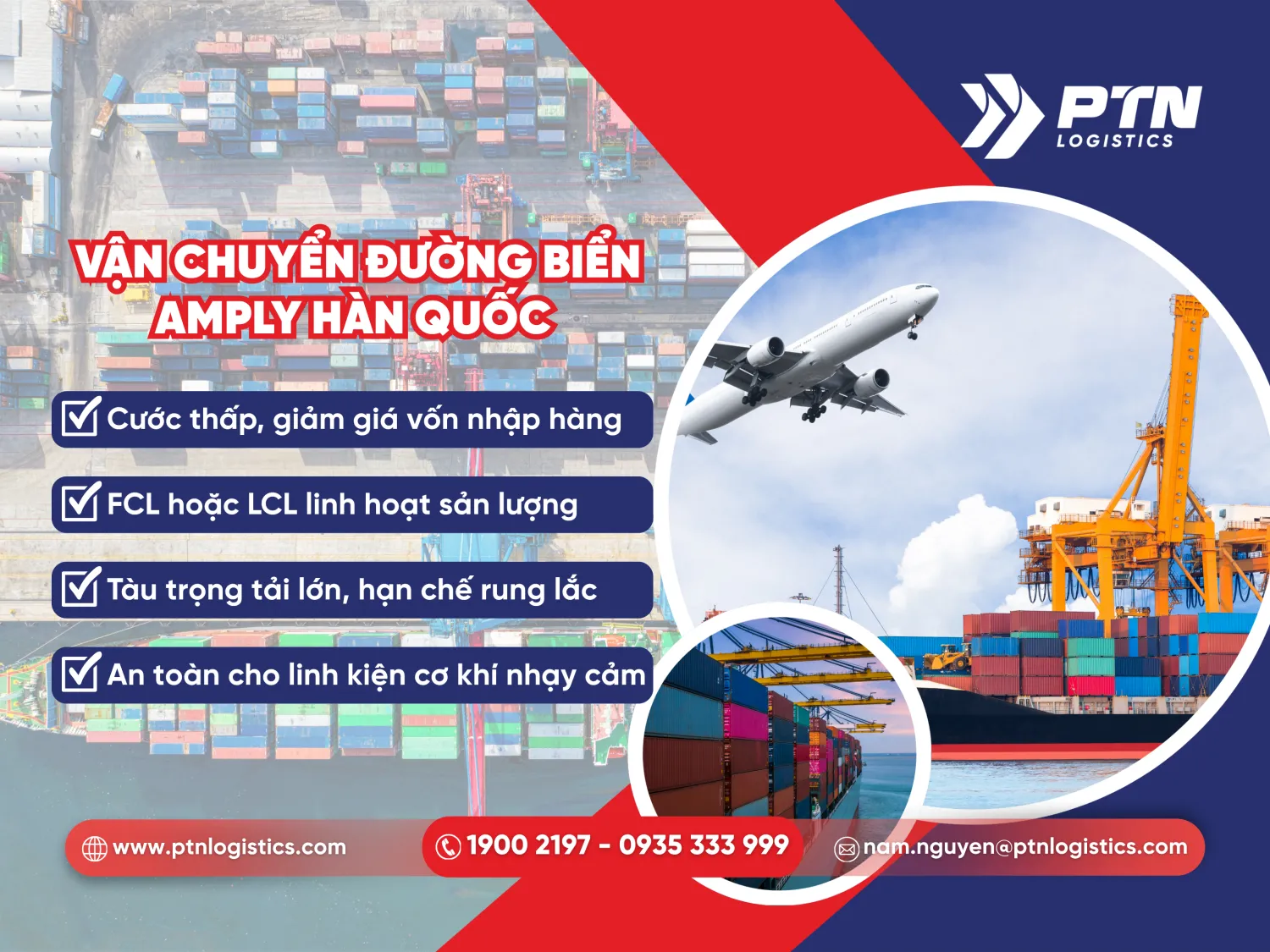 Vận chuyển bằng đường biển amply Hàn Quốc