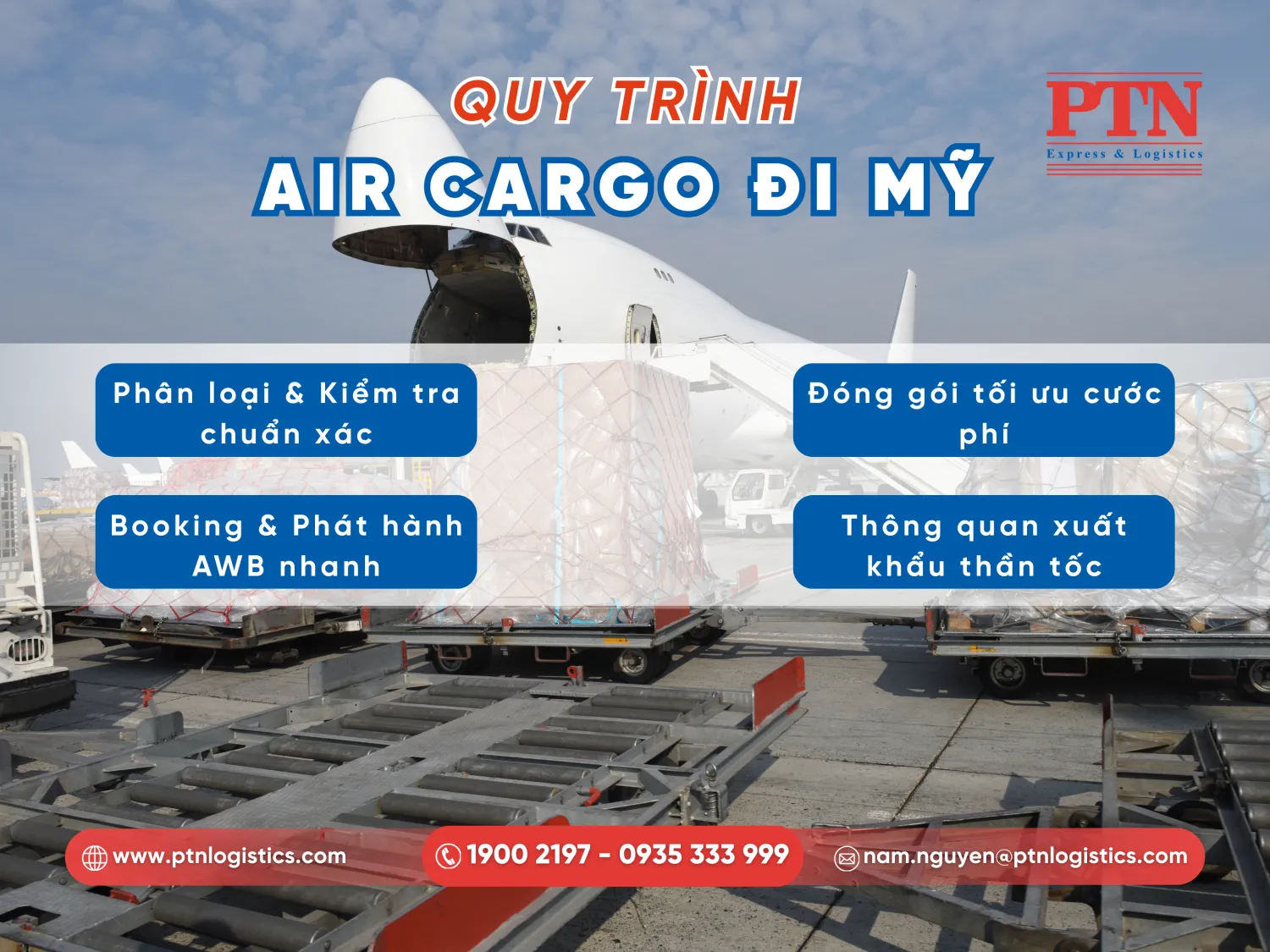 Bước phối hợp chủ hàng và công ty xuất đi Mỹ đường air