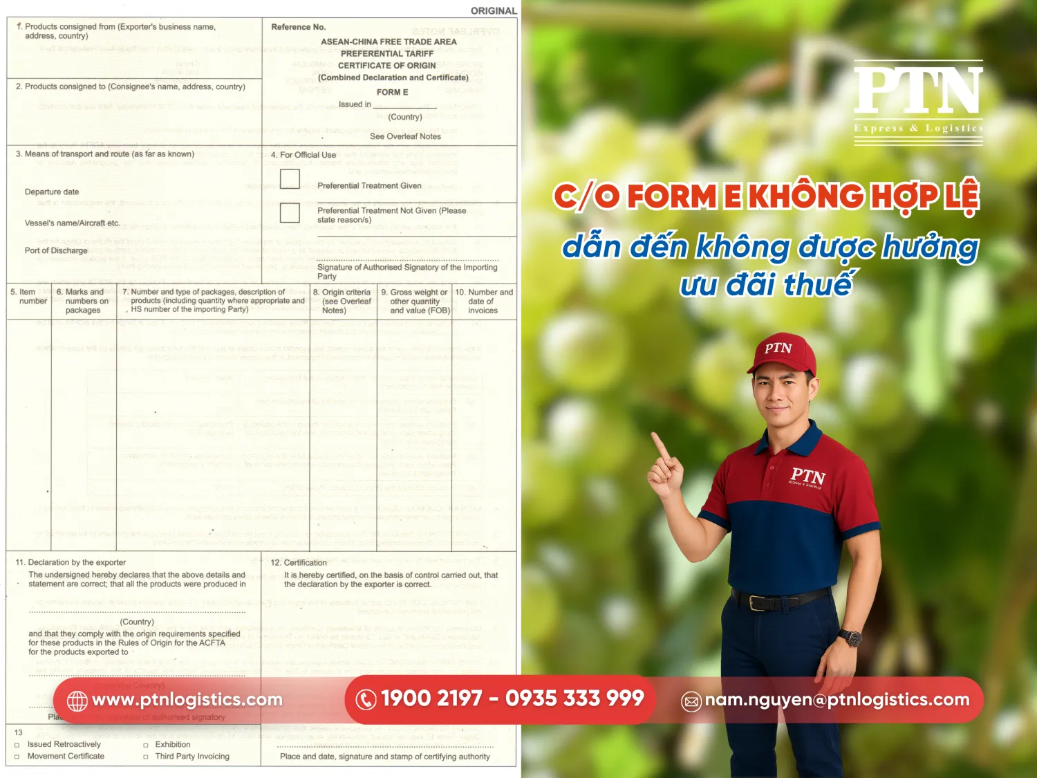 C/O Form E không hợp lệ dẫn đến không được hưởng ưu đãi thuế